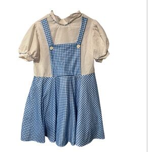 Dorothy Kansas Girl Halloween Costume Women's Blue Gingham Dress one size adult